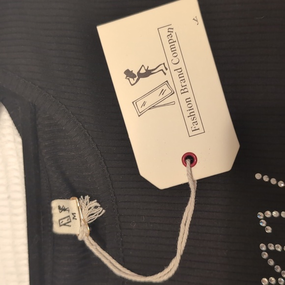 "Deny Defend Depose" Fashion Brand Company Tencel Rib Rhinestone Long Sleeve Tee - Picture 3 of 3